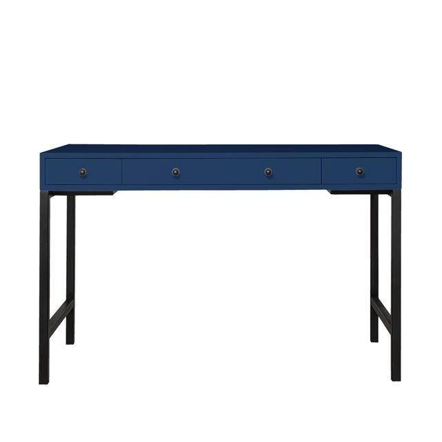 David Francis Maple Writing Desk - Navy For Sale - Image 4 of 8