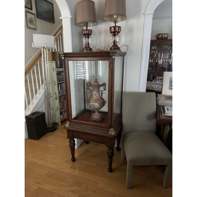 Antique C F Prentice Mercantile Federal Pedestal Display Cabinet Showcase Vitrine For Sale - Image 12 of 12