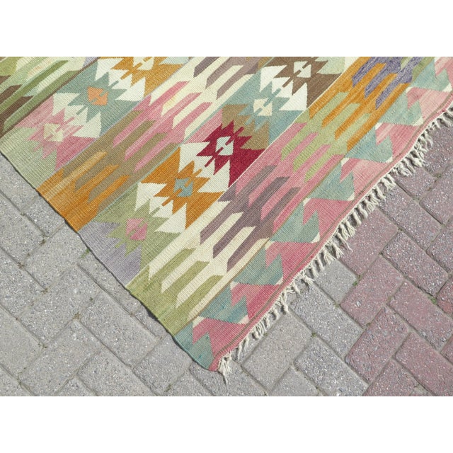 1960s Vintage Turkish Handmade Kilim Area Rug For Sale - Image 6 of 13