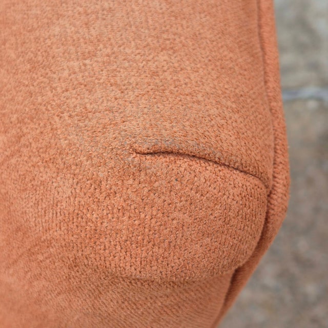 Vintage Square Back Rust Orange Upholstered Skirted Roll Arm Lounge Chairs - A Pair For Sale - Image 13 of 17