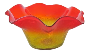 Mid 20th Century Blenko Amberina Crackle Glass Bowl