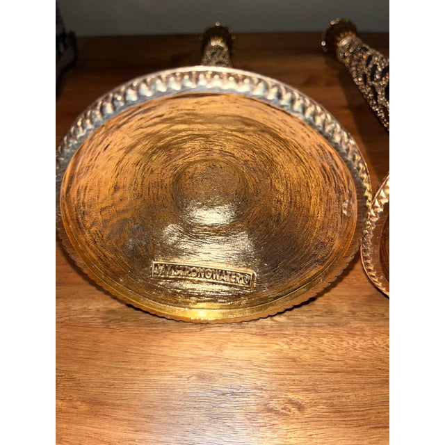 Metal Early 21st Century Jay Strongwater Tiger Collection Gold Candlestick Holders - A Pair For Sale - Image 7 of 8