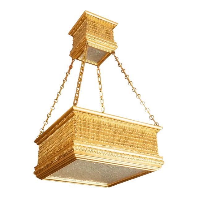 Large Two-Tier Giltwood Pendant by Carlos Villegas For Sale