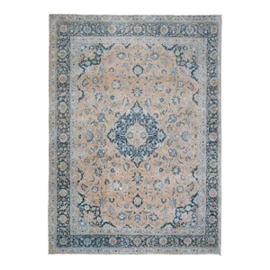 Vintage Handknotted Oversize Blue Turkish Rug