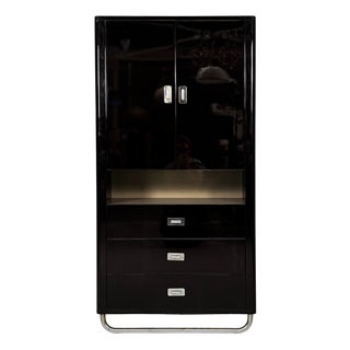 Modern Italian Wooden Black Lacquered Wardrobe, 1970s For Sale