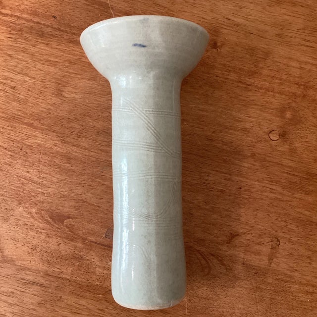 Antique Chinese Green Celadon Decorated Gu Shape Porcelain Vase Stamped For Sale - Image 10 of 12