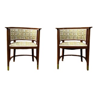 Antique Art Nouveau Viennese in Mahogany Chairs, 1910s, Set of 2 For Sale