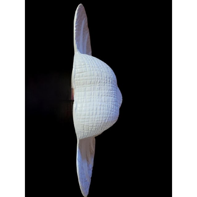 Traditional Vintage Painted Gloss White Metal Regency Elephant Head Wall Hanging Decor For Sale - Image 3 of 8