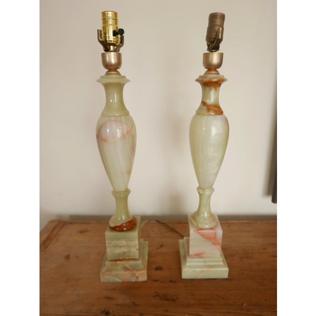 Gemstone Traditional Tall Onyx Table Lamps - A Pair For Sale - Image 7 of 7