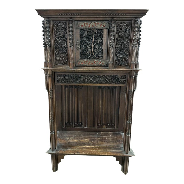 19th Century Two-Piece Gothic Style Oak Cabinet For Sale