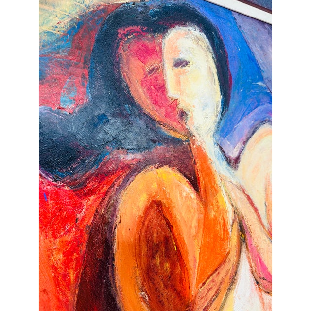 1980s Large Vintage Abstract Portrait Painting For Sale - Image 5 of 9