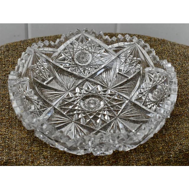 Vintage Heavy Billant Cut Glass Round Bowl For Sale - Image 12 of 12