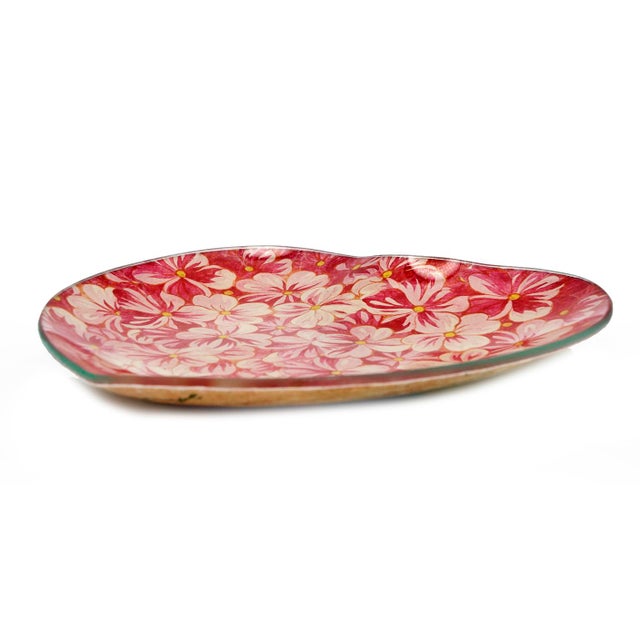 Heart Plate With Red Floral Motif For Sale - Image 4 of 5
