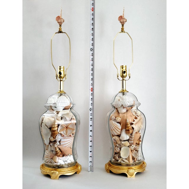 1980s Lamp Pair Seashells Shells Restored For Sale - Image 5 of 12
