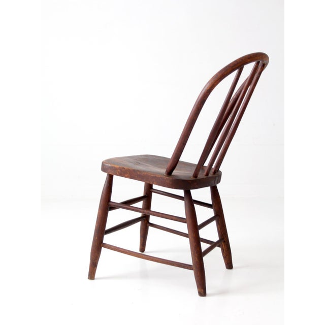 Brown Antique American Windsor Bow Back Spindle Chair For Sale - Image 8 of 17