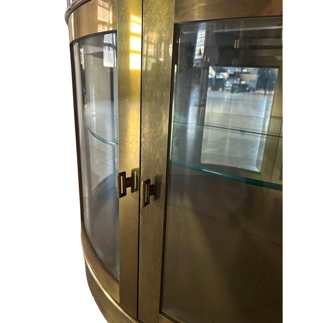 1970s Mastercraft 1970s Brass Illuminated Demilune Cabinet For Sale - Image 5 of 6