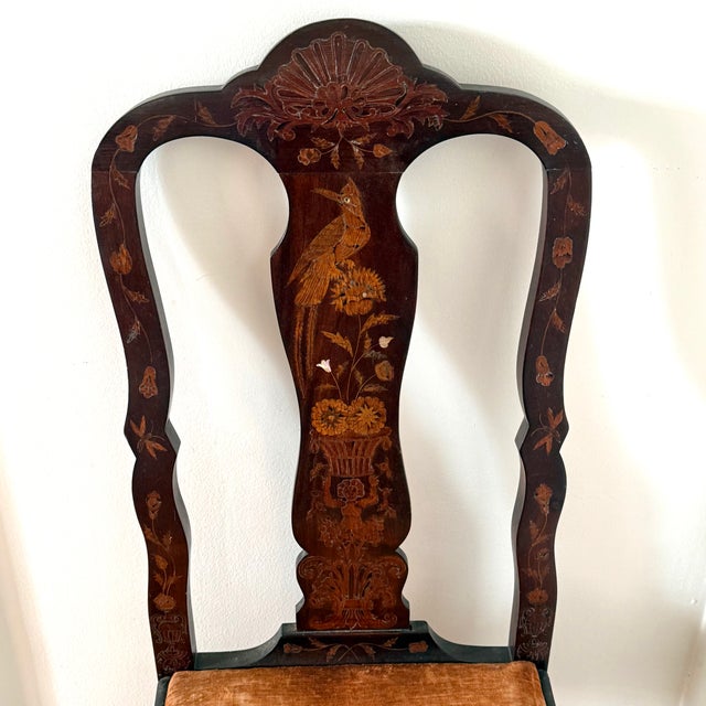 Baker Furniture Company 19th Century Dutch Marquetry Inlaid Side Chairs, a Pair For Sale - Image 4 of 18