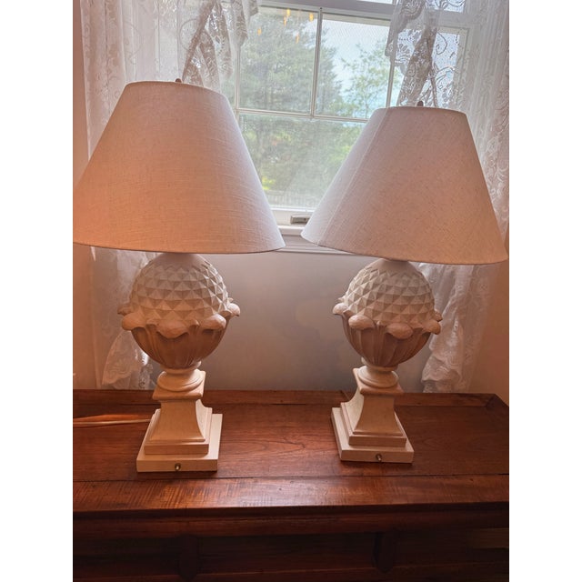 Casual Lamps of California 1996 Hollywood Regency "Casual Lamps" Sculptural Pineapple Urn 31” Table Lamps - A Pair For Sale - Image 4 of 12