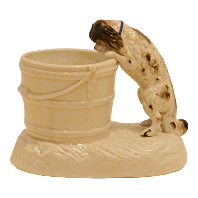 German Porcelain Match Holder With Figural Spaniel Dog For Sale