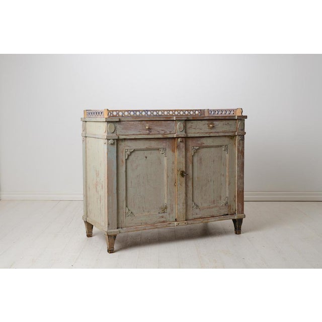 Swedish Gustavian Sideboard with Hand-Carved Decorations For Sale - Image 4 of 17