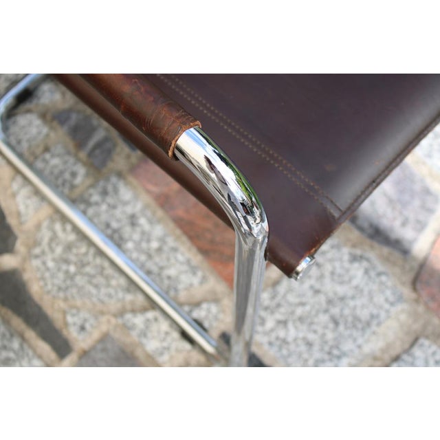 Brown Vintage Cantilever Armchairs in Brown Leather, 1970s, Set of 2 For Sale - Image 8 of 9