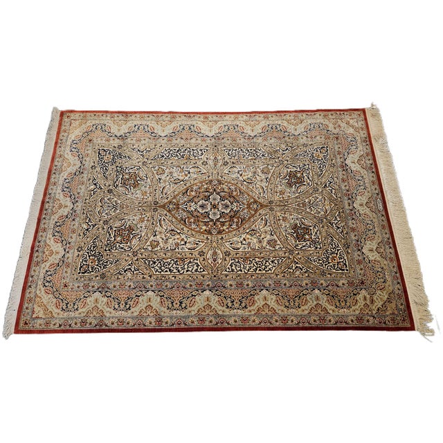 Precious Qum Rug in Pure Silk Signed by Master Weaver Montazeri, 1980s For Sale - Image 13 of 13