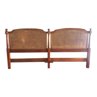 Vintage Headboard, Kindel Furniture, Rattan Style For Sale