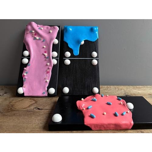 Vera Vizzi, Modular Domino Wall Sculpture in Pink, 2026, Foam Clay with Embedded Game Pieces For Sale - Image 7 of 9
