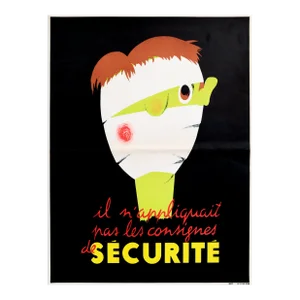 1960's French Workplace Safety Poster - Il N'Appliquait Pas Les Consignes De Sécurité - Sncf