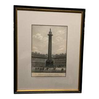 Antique c.1845 French Architectural Steel Engraving "Colonne De La Place Vendôme" Framed Bikoff Collection Provenance (Copy) For Sale