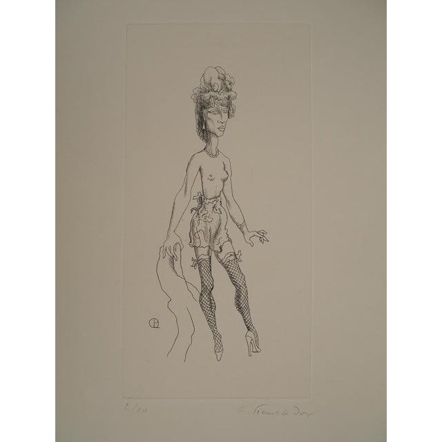 Metal Charles Picart Le Doux, Half Nude Lady in Fishnet Stockings, Copper Engraving For Sale - Image 7 of 7