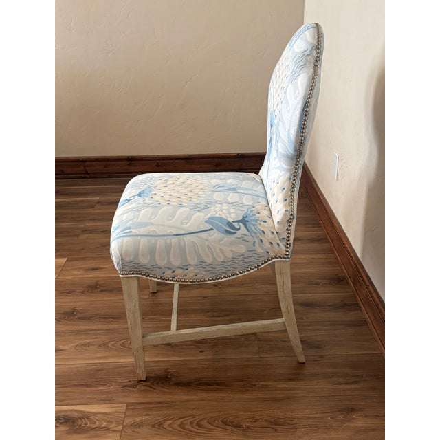 Rococo Ambella Home Collection Scalloped Clover-Back Accent Chair in Botanical Floral Print For Sale - Image 3 of 5