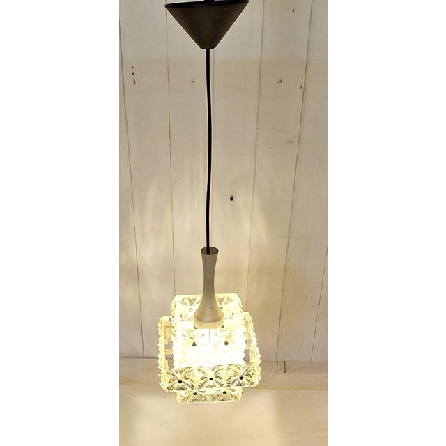Vintage Hanging Lamp with Clear Square Plastic Prism Shade, 1970s For Sale - Image 3 of 7