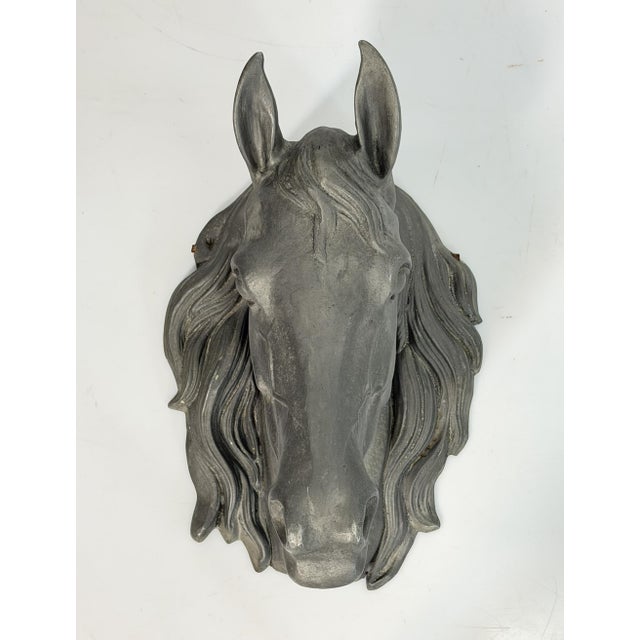 French Vintage Cast Aluminum Horse Head Equestrian Wall Sculpture, Possibly French For Sale - Image 3 of 18