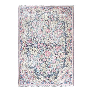 Vintage Persian Kerman Wool Hand Knotted Rug For Sale