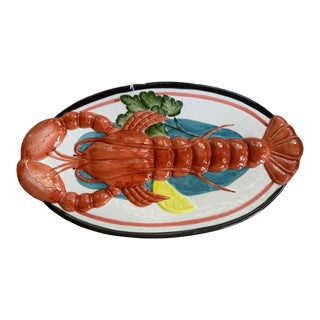 Vintage Oversized Lobster Platter Serving Plate Hamptons Summer Beach House Summer Seafood Platter For Sale