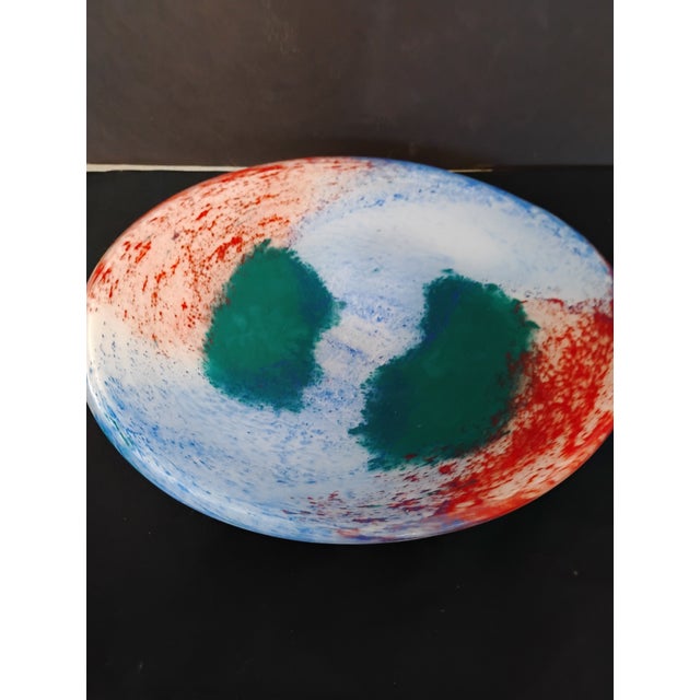 1970s 1970s Murano Attributed Fused Glass Speckled Platter For Sale - Image 5 of 6