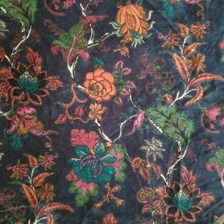Cotton Velvet Floral Fabric- 5 Yards For Sale