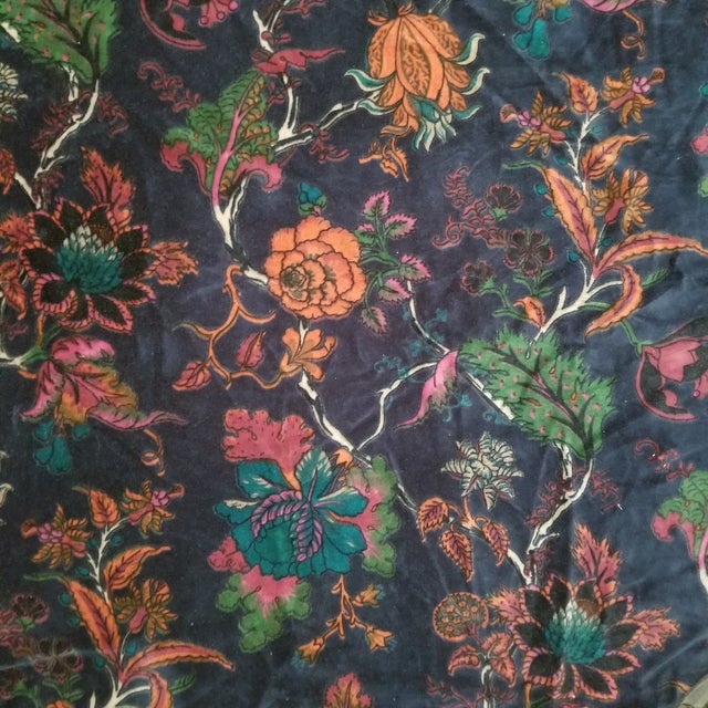 Cotton Velvet Floral Fabric- 5 Yards For Sale
