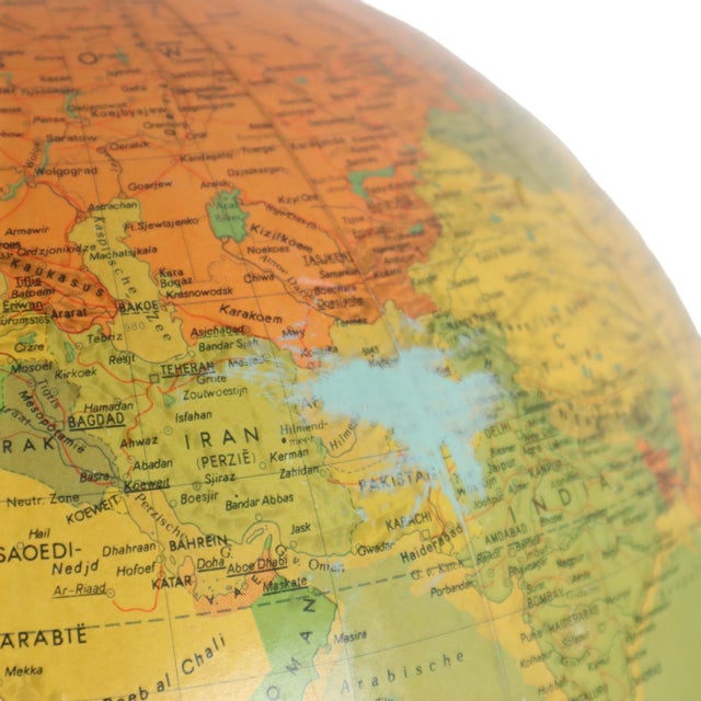 Vintage Political Globe with Oak Base by Hermann Haack, 1970s For Sale - Image 8 of 11