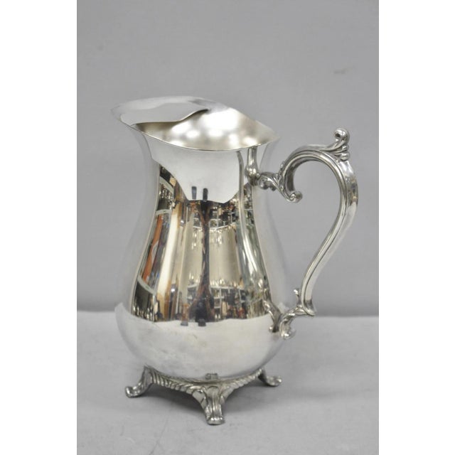 Metal Vintage Wm Rogers Victorian Silver Plated Bulbous Footed Ice Lip Water Pitcher For Sale - Image 7 of 13