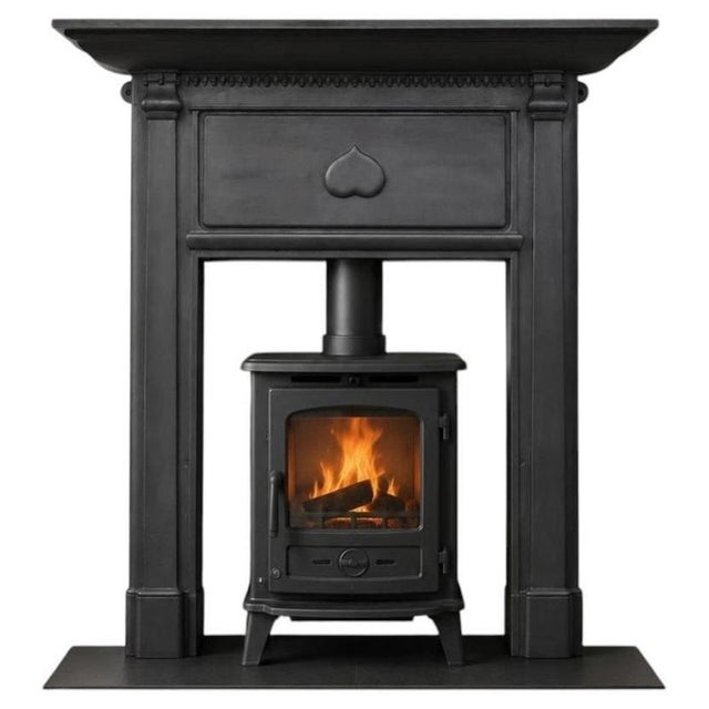 An impressive edwardian cast iron fireplace surround dating precisely to 1908, displaying the restrained architectural...