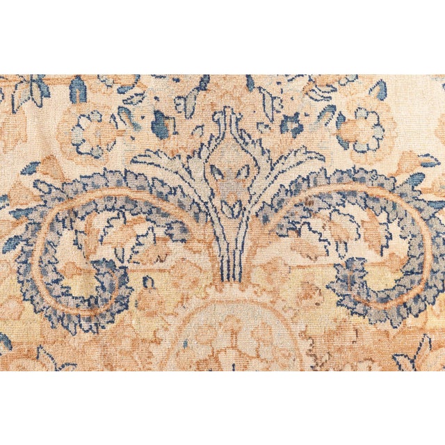 Antique Persian Kirman Camel Handmade Wool Rug For Sale - Image 4 of 14