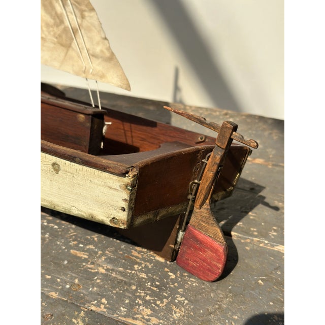 Antique Folk Art Wood Pond Sail Boat, Circa 1920s For Sale - Image 15 of 18