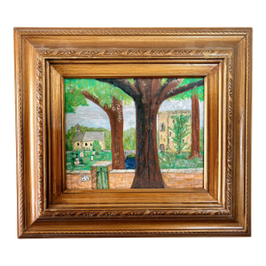 Late 20th Century Original Brutalist Landscape Oil on Canvas, Signed by Artist