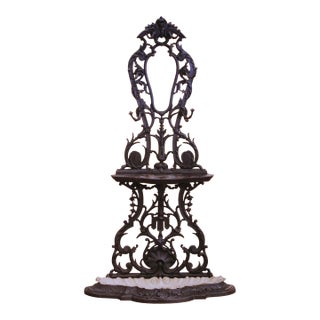 19th Century French Napoleon III Cast Iron Hall Tree With Mirror Signed Corneau For Sale