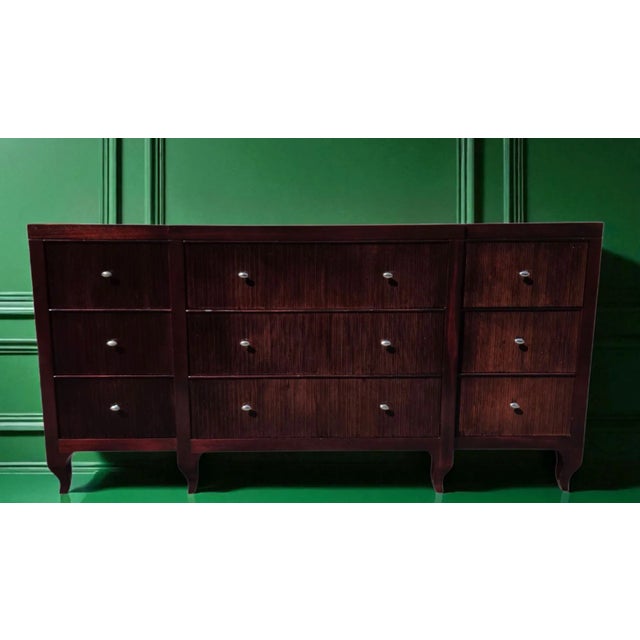 Late 20th Century Barbara Barry for Baker Furniture Modern Regency Reeded Dark Mahogany Triple Dresser For Sale - Image 5 of 7