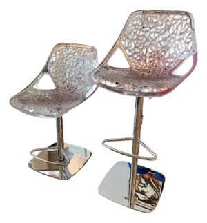 Pair of Marcello Ziliani for Casprini Caprice Adjustable Bar Stools Transparent Swivel Chairs Italy Space Age