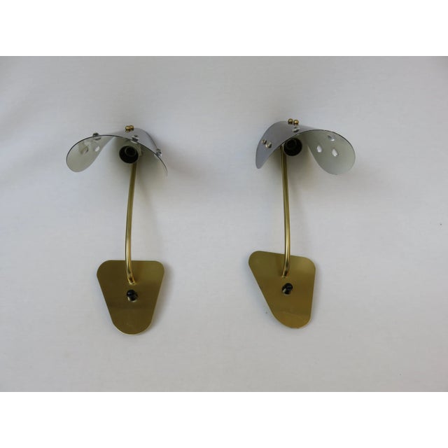 Italian Brass, Black Lacquered Aluminum and Glass Bead Sconces, 1950s, Set of 2 For Sale - Image 4 of 18