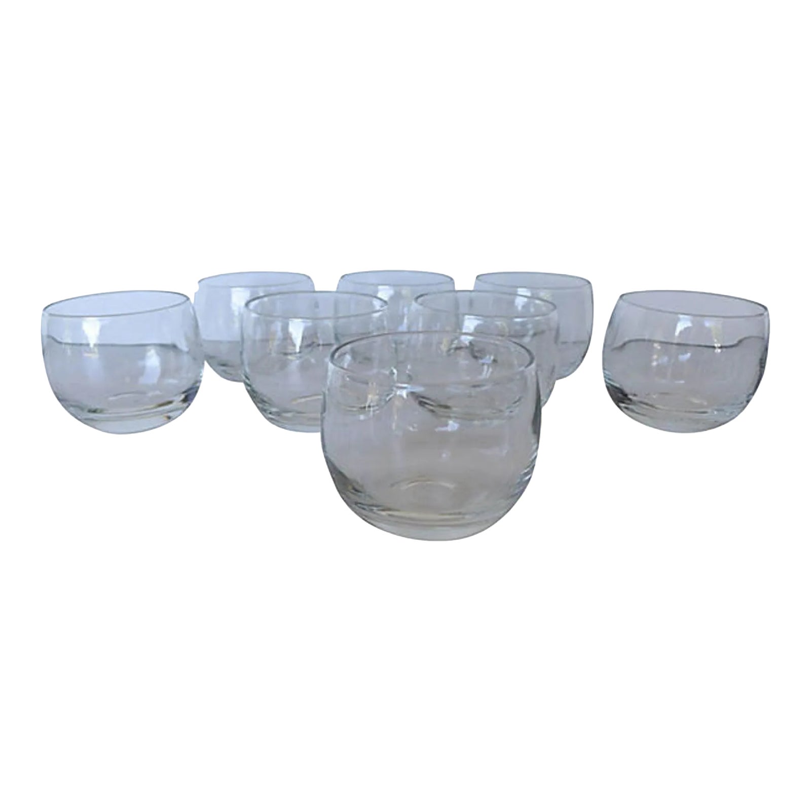 Mid-Century Roly Poly Clear Cocktail Glasses - Set of 7 | Chairish